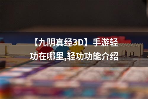 【九阴真经3D】手游轻功在哪里,轻功功能介绍