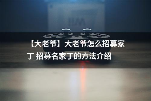 【大老爷】大老爷怎么招募家丁 招募名家丁的方法介绍