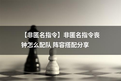 【非匿名指令】非匿名指令丧钟怎么配队 阵容搭配分享